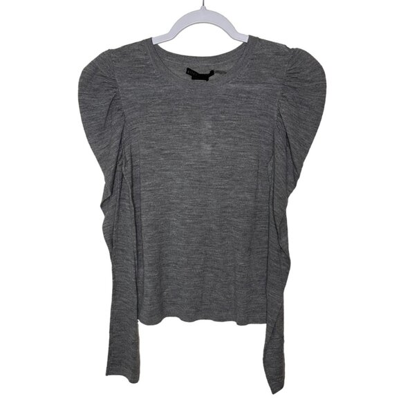 Alice + Olivia | Grey Puff Sleeve Wool Sweater - Picture 1 of 8